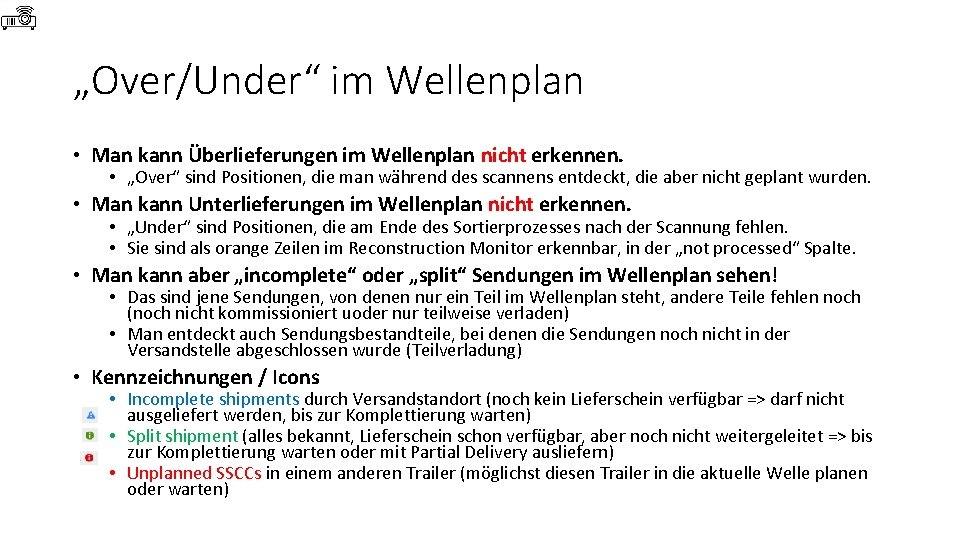 „Over/Under“ im Wellenplan • Man kann Überlieferungen im Wellenplan nicht erkennen. • „Over“ sind