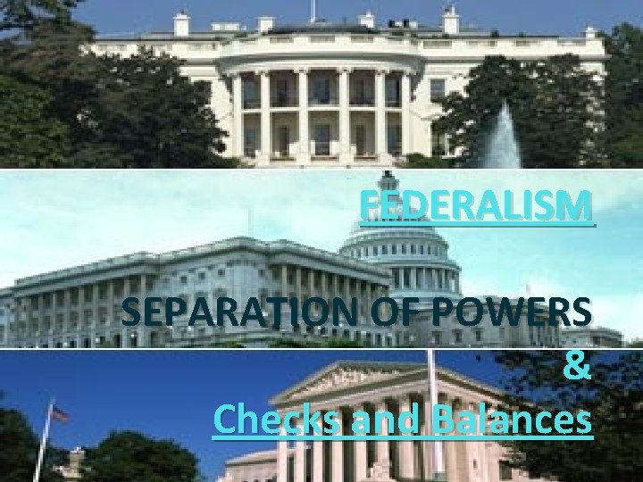 FEDERALISM SEPARATION OF POWERS & Checks and Balances 