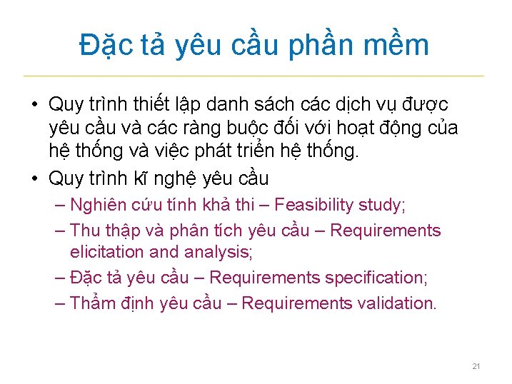 Đặc tả yêu cầu phần mềm • Quy trình thiết lập danh sách các