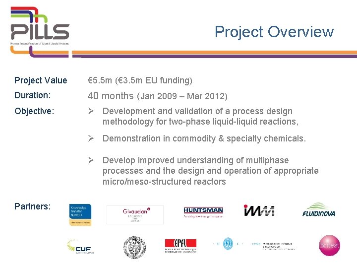 Project Overview Project Value € 5. 5 m (€ 3. 5 m EU funding)
