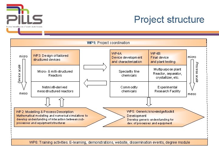 Project structure WP 1: Project coordination meso WP 3: Design of tailored structured devices