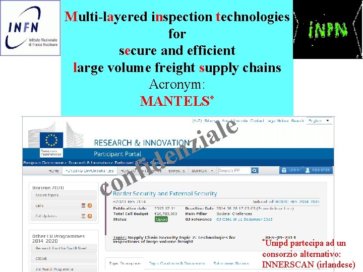 Multi-layered inspection technologies for secure and efficient large volume freight supply chains Acronym: MANTELS*