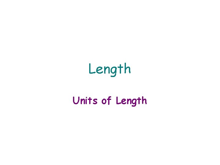 Length Units of Length 