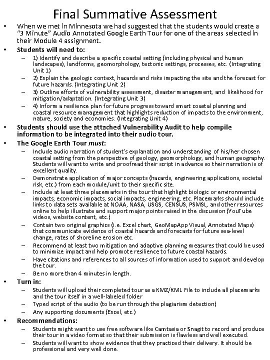 Summative Assessment Example Final Project Final Summative Assessment When we met in Minnesota