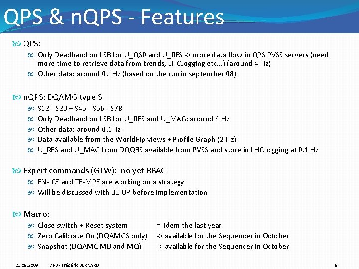 QPS & n. QPS - Features QPS: Only Deadband on LSB for U_QS 0