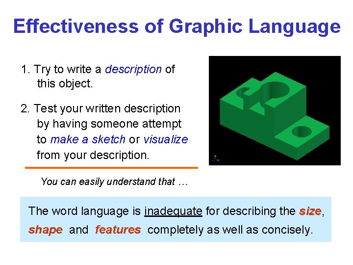 Effectiveness of Graphic Language 1. Try to write a description of this object. 2.