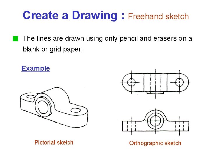 Create a Drawing : Freehand sketch The lines are drawn using only pencil and