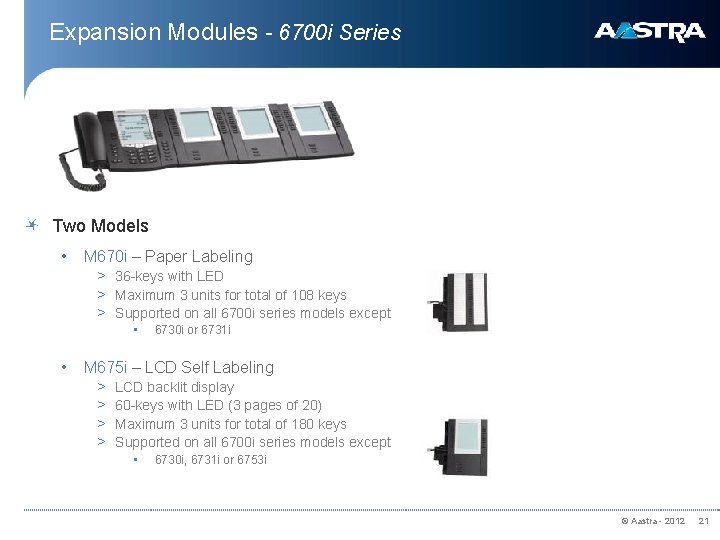 Expansion Modules - 6700 i Series Two Models • M 670 i – Paper