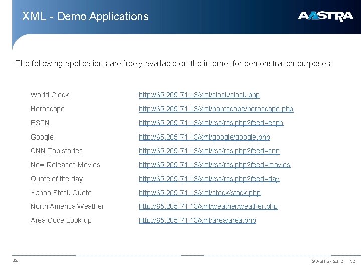 XML - Demo Applications The following applications are freely available on the internet for