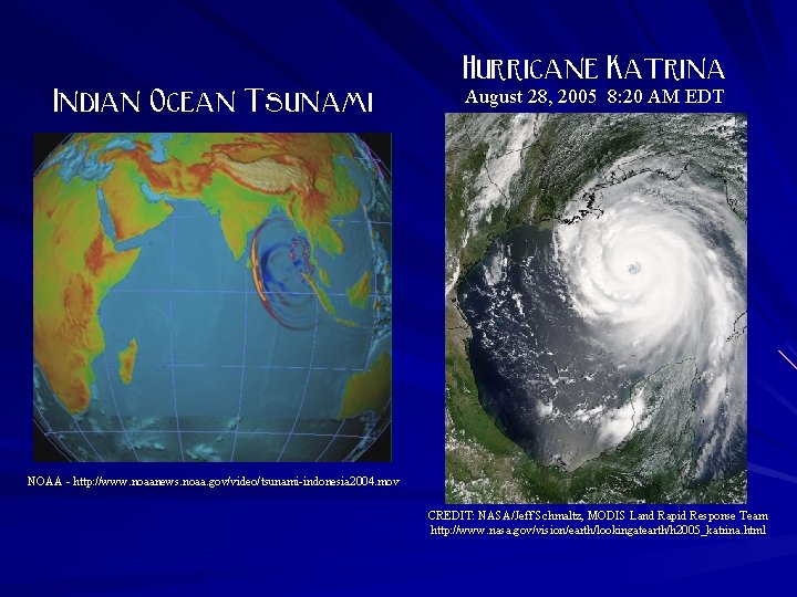 Hurricane Katrina Indian Ocean Tsunami August 28, 2005 8: 20 AM EDT NOAA -