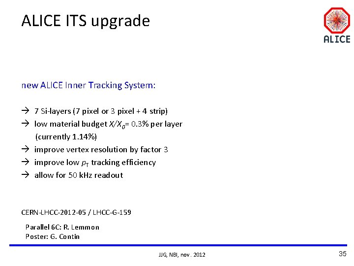 ALICE ITS upgrade new ALICE Inner Tracking System: 7 Si-layers (7 pixel or 3 ALICE ITS upgrade new ALICE Inner Tracking System: 7 Si-layers (7 pixel or 3