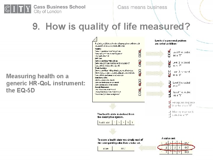 9. How is quality of life measured? Measuring health on a generic HR-Qo. L