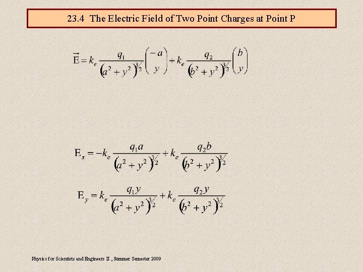 23. 4 The Electric Field of Two Point Charges at Point P Physics for