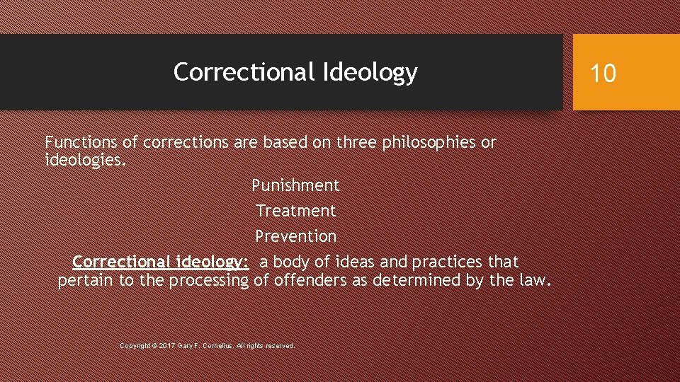 Correctional Ideology Functions of corrections are based on three philosophies or ideologies. Punishment Treatment Correctional Ideology Functions of corrections are based on three philosophies or ideologies. Punishment Treatment