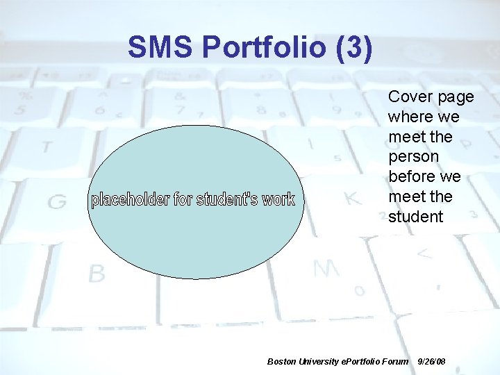 SMS Portfolio (3) Cover page where we meet the person before we meet the