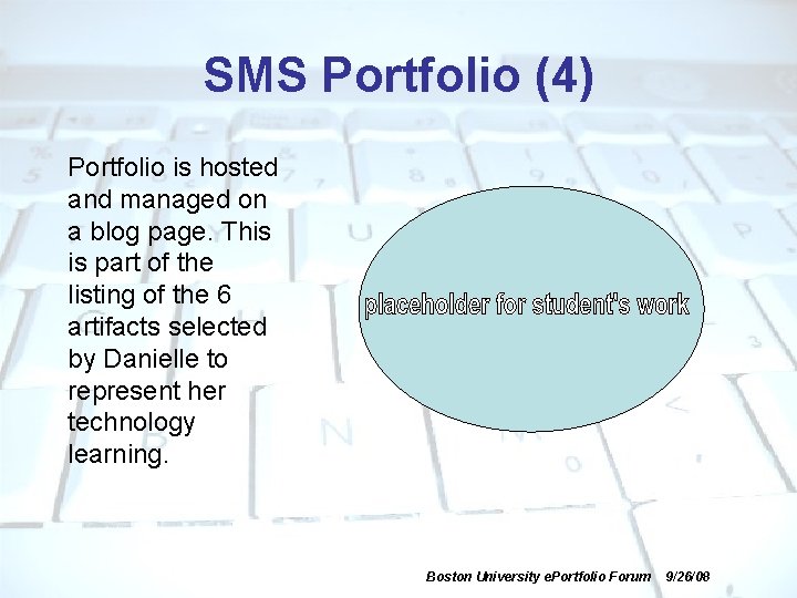 SMS Portfolio (4) Portfolio is hosted and managed on a blog page. This is