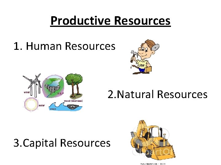 Productive Resources 1. Human Resources 2. Natural Resources 3. Capital Resources 