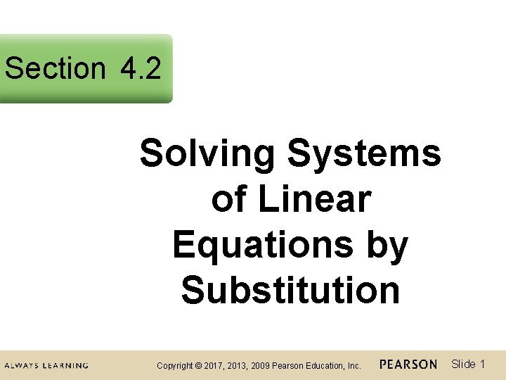 Section 4 2 Solving Systems of Linear Equations