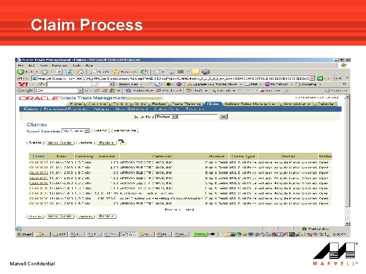 Claim Process Marvell Confidential 