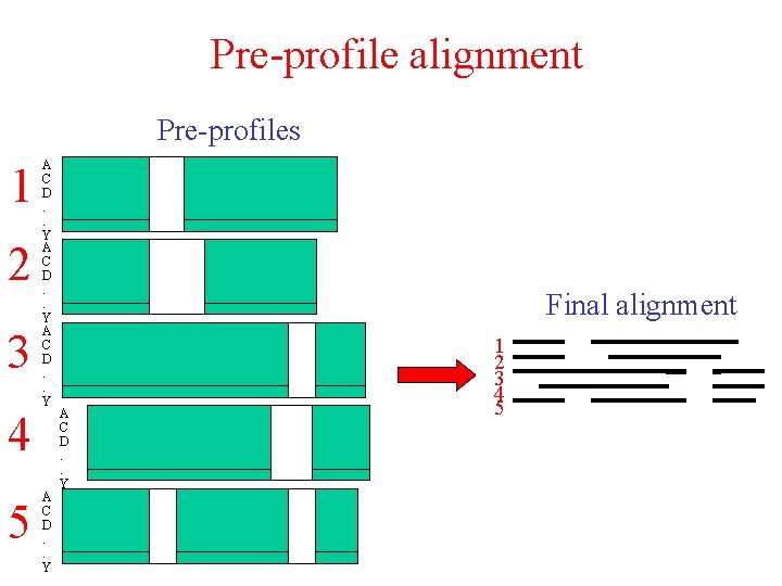 Pre-profile alignment Pre-profiles 1 2 3 4 5 A C D. . Y Final