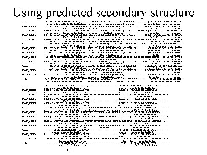 Using predicted secondary structure 1 fx 1 FLAV_DESVH FLAV_DESGI FLAV_DESSA FLAV_DESDE 2 fcr FLAV_ANASP