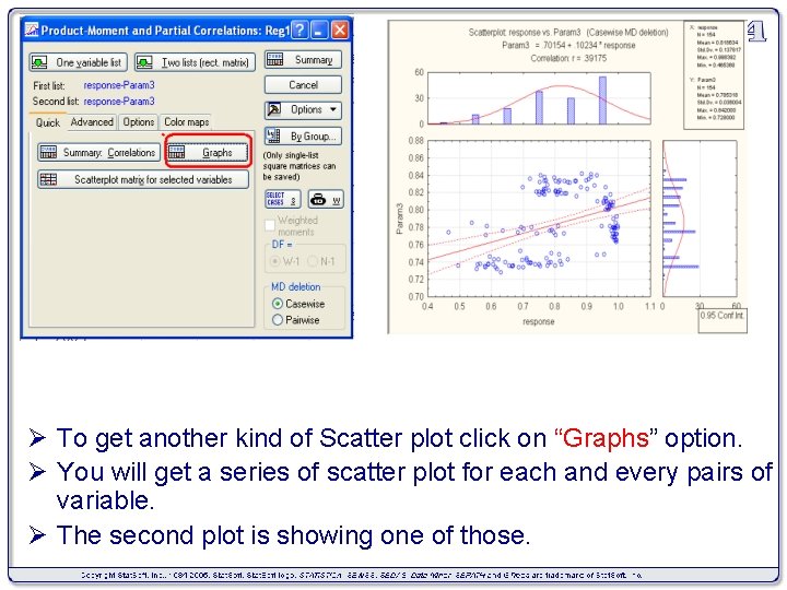Ø To get another kind of Scatter plot click on “Graphs” option. Ø You