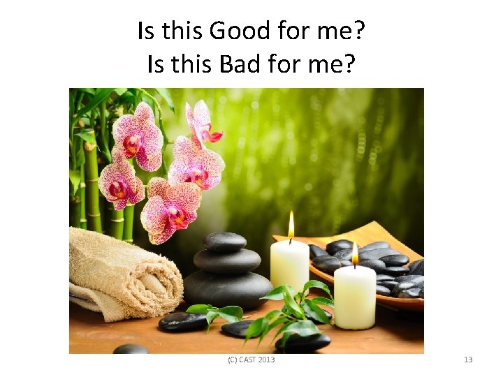 Is this Good for me? Is this Bad for me? (C) CAST 2013 13