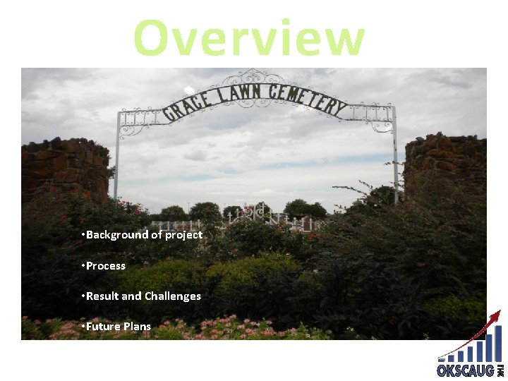 Overview • Background of project • Process • Result and Challenges • Future Plans Overview • Background of project • Process • Result and Challenges • Future Plans