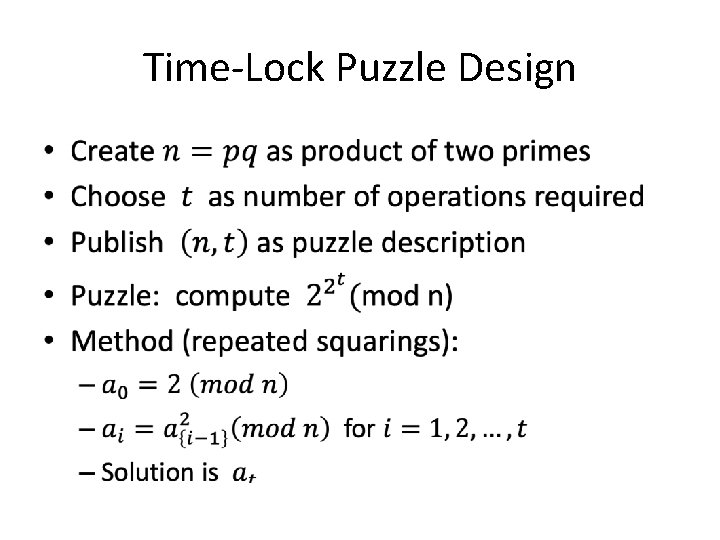Time-Lock Puzzle Design • 