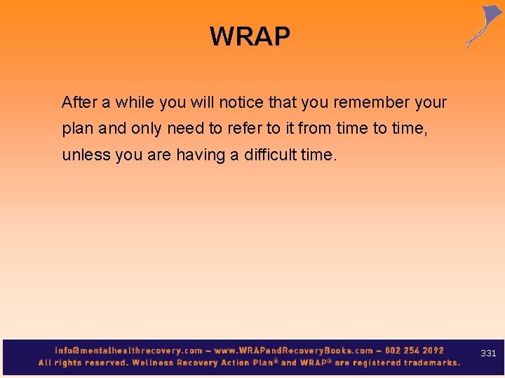 WRAP After a while you will notice that you remember your plan and only