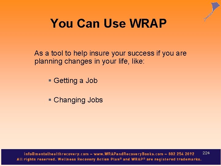 You Can Use WRAP As a tool to help insure your success if you