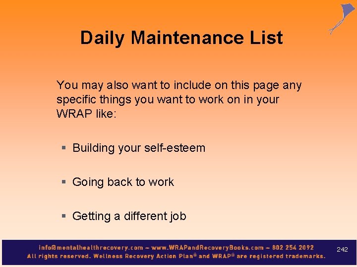 Daily Maintenance List You may also want to include on this page any specific