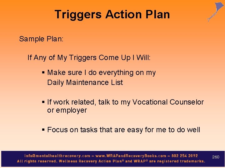 Triggers Action Plan Sample Plan: If Any of My Triggers Come Up I Will: