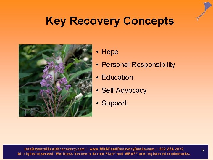Key Recovery Concepts • Hope • Personal Responsibility • Education • Self-Advocacy • Support