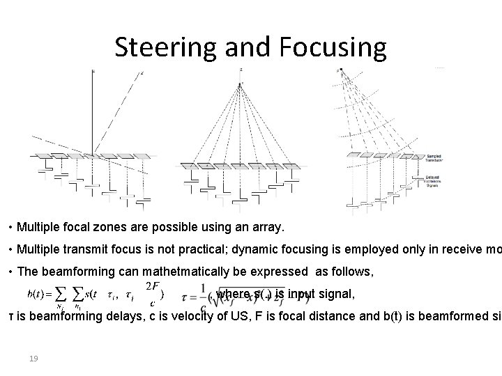 Steering and Focusing • Multiple focal zones are possible using an array. • Multiple