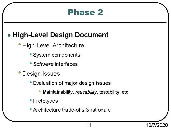 Phase 2 l High-Level Design Document • High-Level Architecture • System components • Software