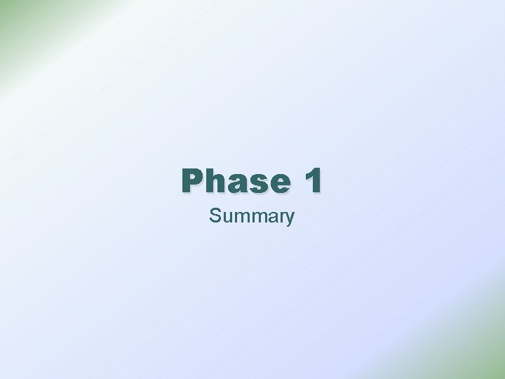 Phase 1 Summary 