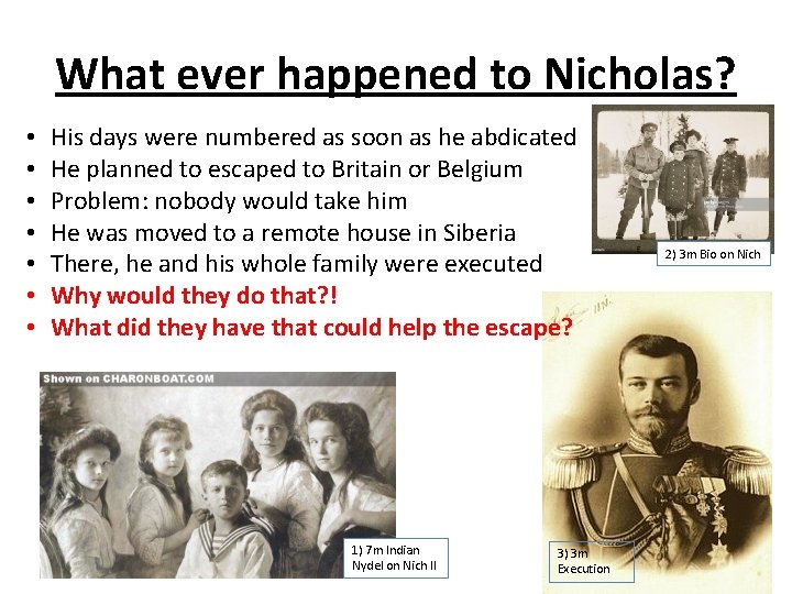 What ever happened to Nicholas? • • His days were numbered as soon as