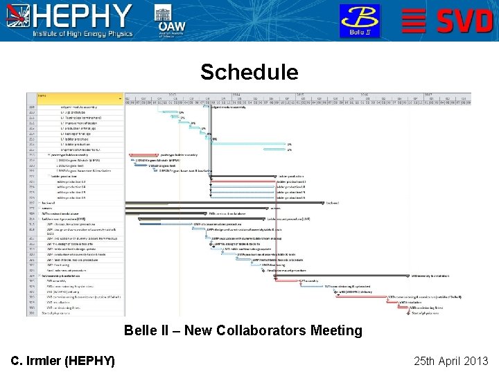 Schedule Christian Irmler (HEPHY Vienna) Belle II – New Collaborators Meeting C. Irmler (HEPHY)