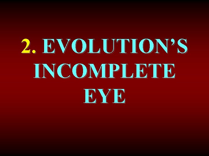 2. EVOLUTION’S INCOMPLETE EYE 
