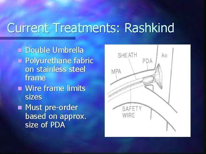 Current Treatments: Rashkind Double Umbrella n Polyurethane fabric on stainless steel frame n Wire