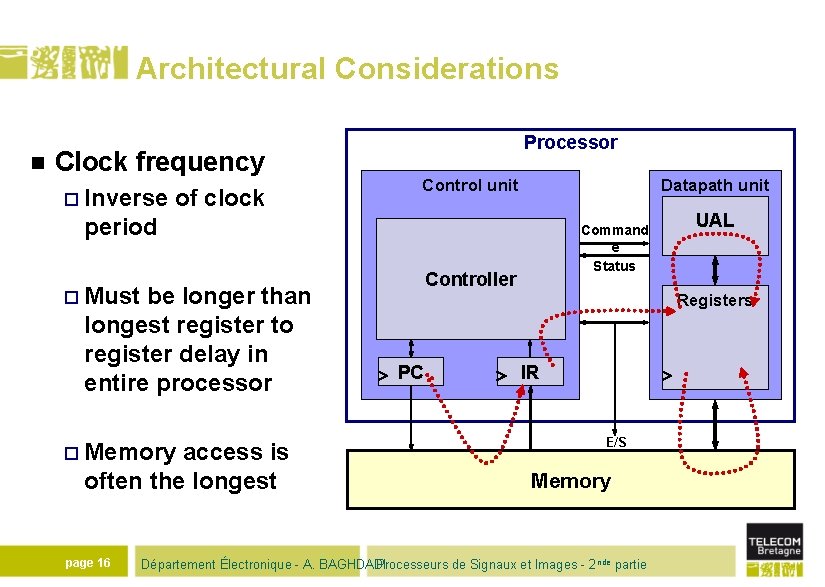 Architectural Considerations n Clock frequency ¨ Inverse of clock Processor Control unit Datapath unit