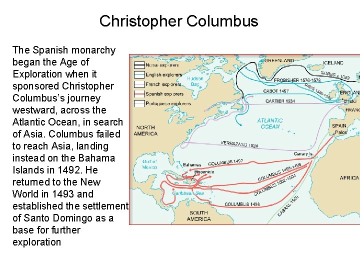Christopher Columbus The Spanish monarchy began the Age of Exploration when it sponsored Christopher