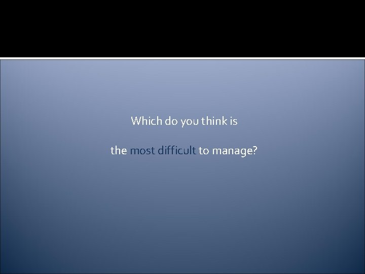 Which do you think is the most difficult to manage? 