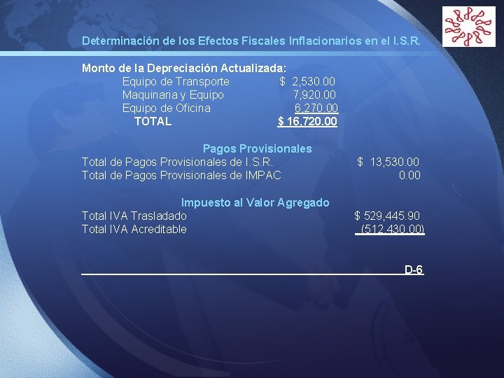 LOGO Determinación de los Efectos Fiscales Inflacionarios en el I. S. R. Monto de