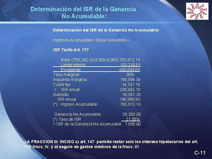 Determinación del ISR de la Ganancia No Acumulable: LOGO Determinación del ISR de la