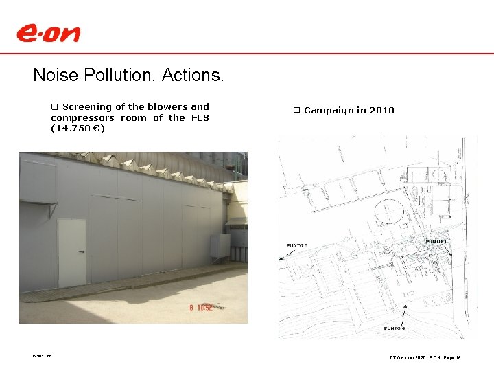 Noise Pollution. Actions. q Screening of the blowers and compressors room of the FLS