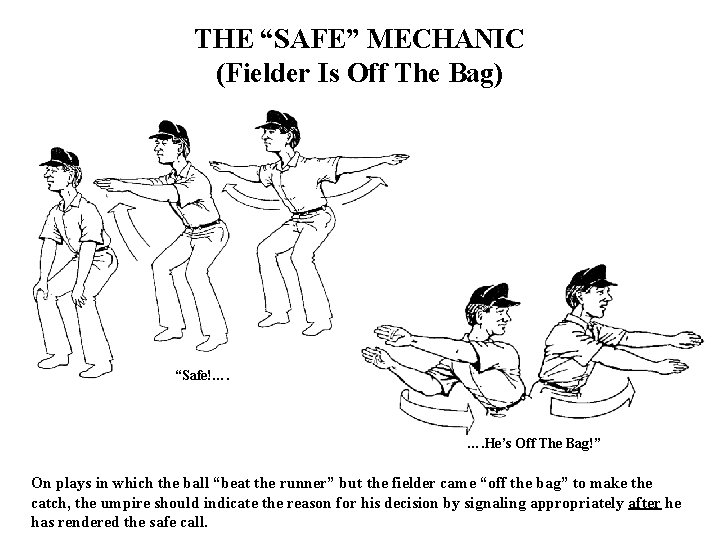THE “SAFE” MECHANIC (Fielder Is Off The Bag) “Safe!…. …. He’s Off The Bag!”
