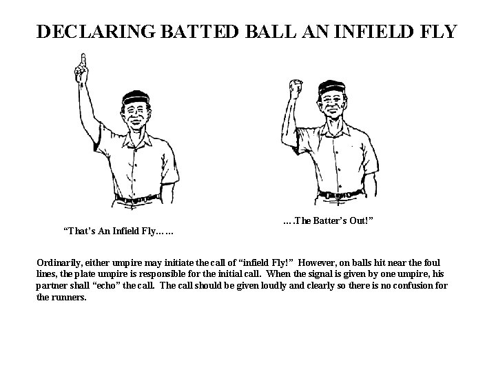 DECLARING BATTED BALL AN INFIELD FLY “That’s An Infield Fly…… …. The Batter’s Out!”