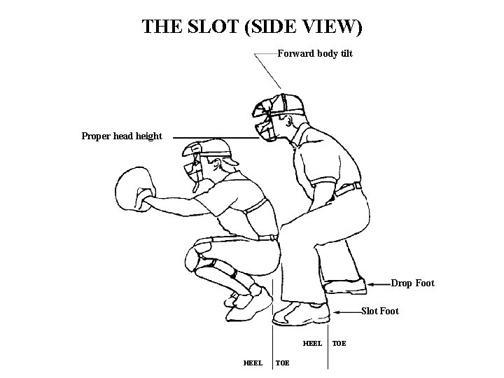 THE SLOT (SIDE VIEW) Forward body tilt Proper head height Drop Foot Slot Foot
